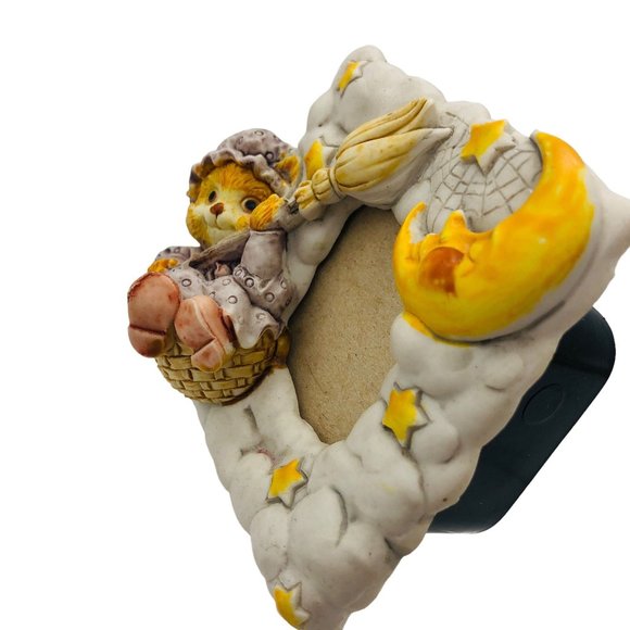 Vtg Sansco 3D Musical Photo Frame Kitty Anthropomorphic Moon Its A Small World - Picture 5 of 10